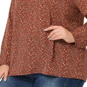 Women’s Rust Floral Long-Sleeve Top Part Of 3 For 25 Sale